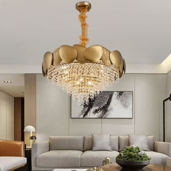 Premium Stainless Steel Crystal Chandelier — Modern Luxury Living Room Ceiling Light